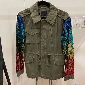 Barney’s New York sequin sleeve army jacket, size 38